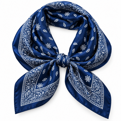 Paisley Printed Bandana Scarf in navy