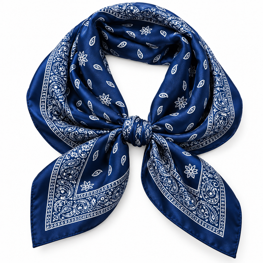 Paisley Printed Bandana Scarf in navy