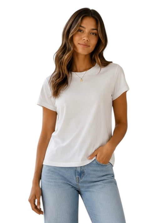 Boyfriend Crew Tee in white by Dylan