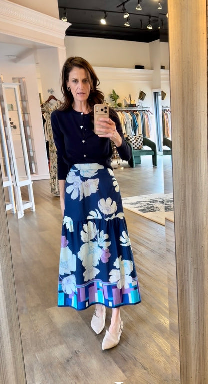 Ada Floral Printed Skirt in ink by Maude Vivante