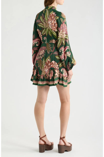 Arabesque Paradise Floral Mini Dress in green by Farm Rio