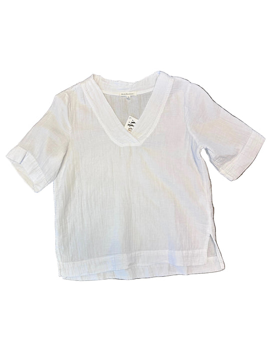 Half Sleeve Criss Cross V Top in white halo by Mododoc