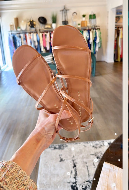 Elysha Strappy Sandal in medium natural by Marc Fisher