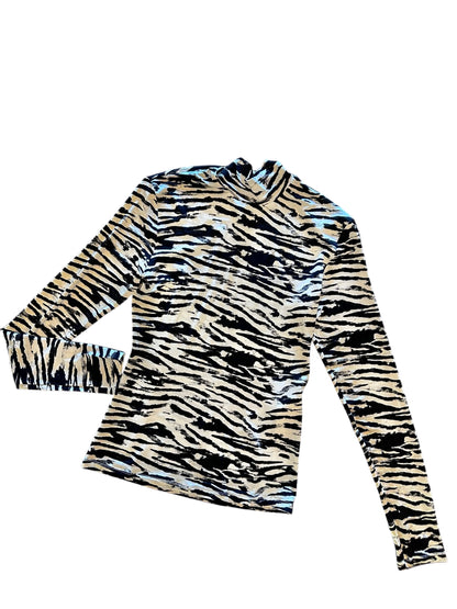 Laylani Zebra Print Top in black/beige by Exquise
