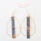 Acrylic Bar on Double Bale Hoop Earring in blue/brown marble by Virtue