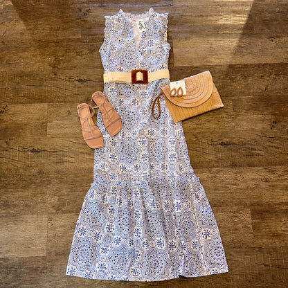 Square Lucite Buckle Straw Belt in natural