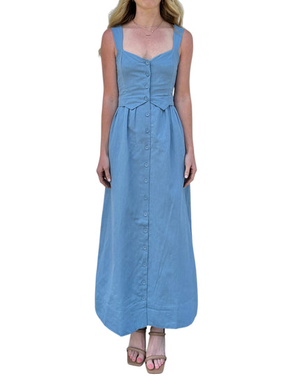 Esther Solid Ankle Dress in dusty blue by Cleobella