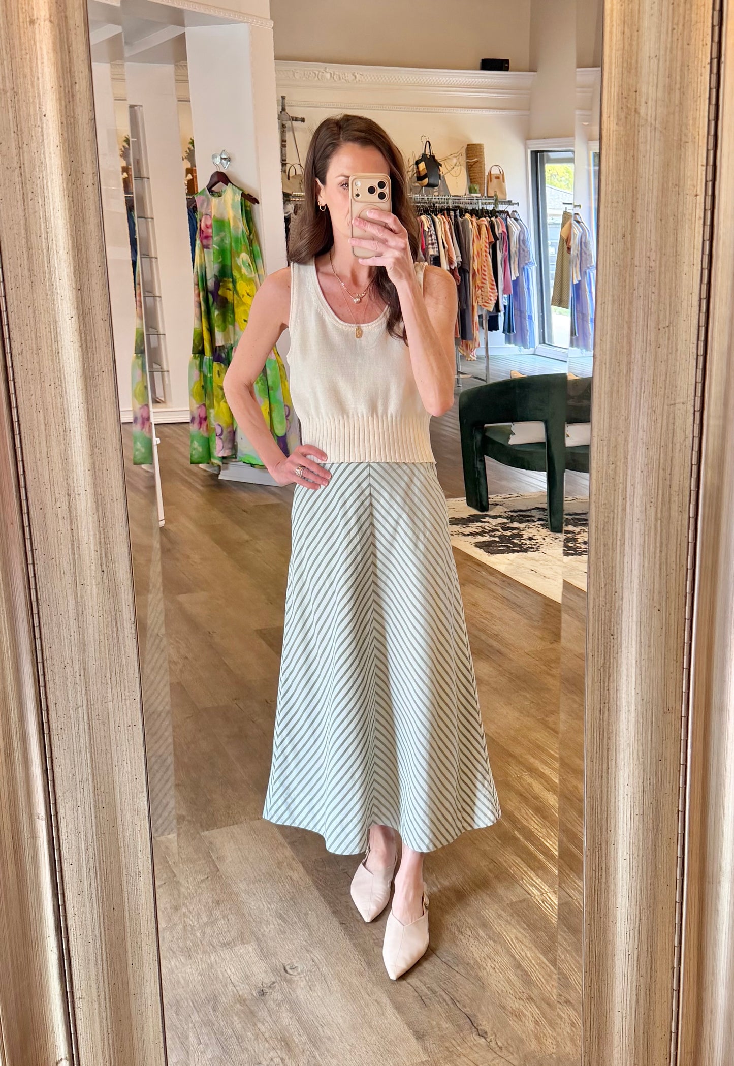 Cropped Scoop Tank Sweater in off white by Lilla P