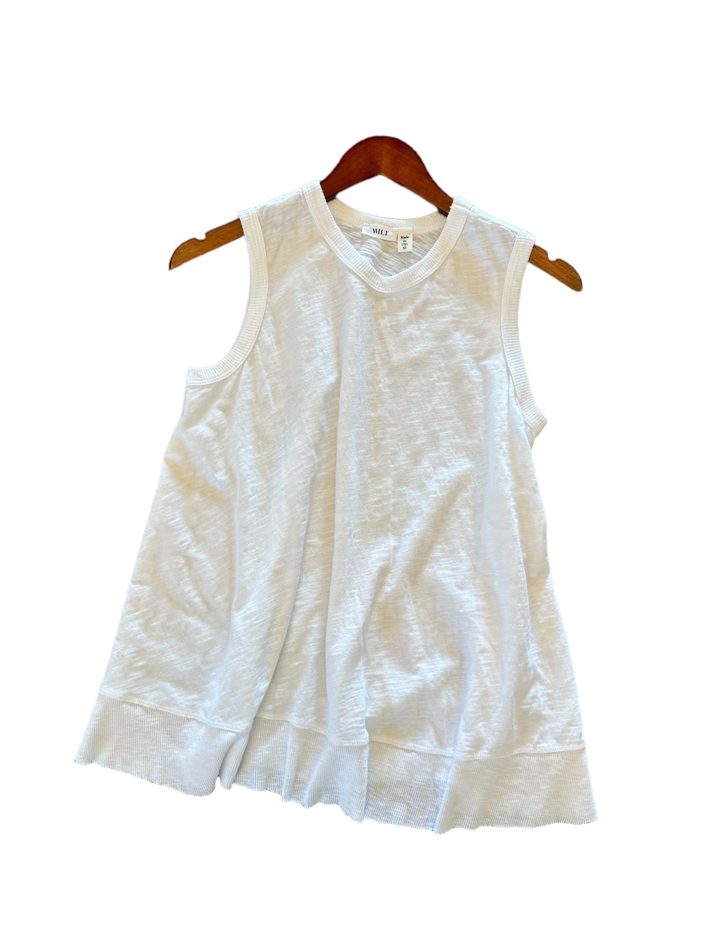 Crop Trapeze Shell Rib Mix Tee in white by Wilt