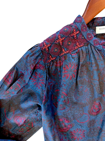 Charlotte Blouse in medusa deep blue by Maison Hotel