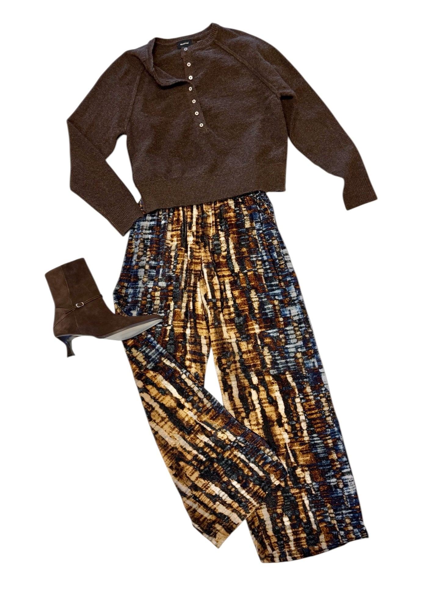 Lerivina Velour Printed Trousers in blue multi by Blank