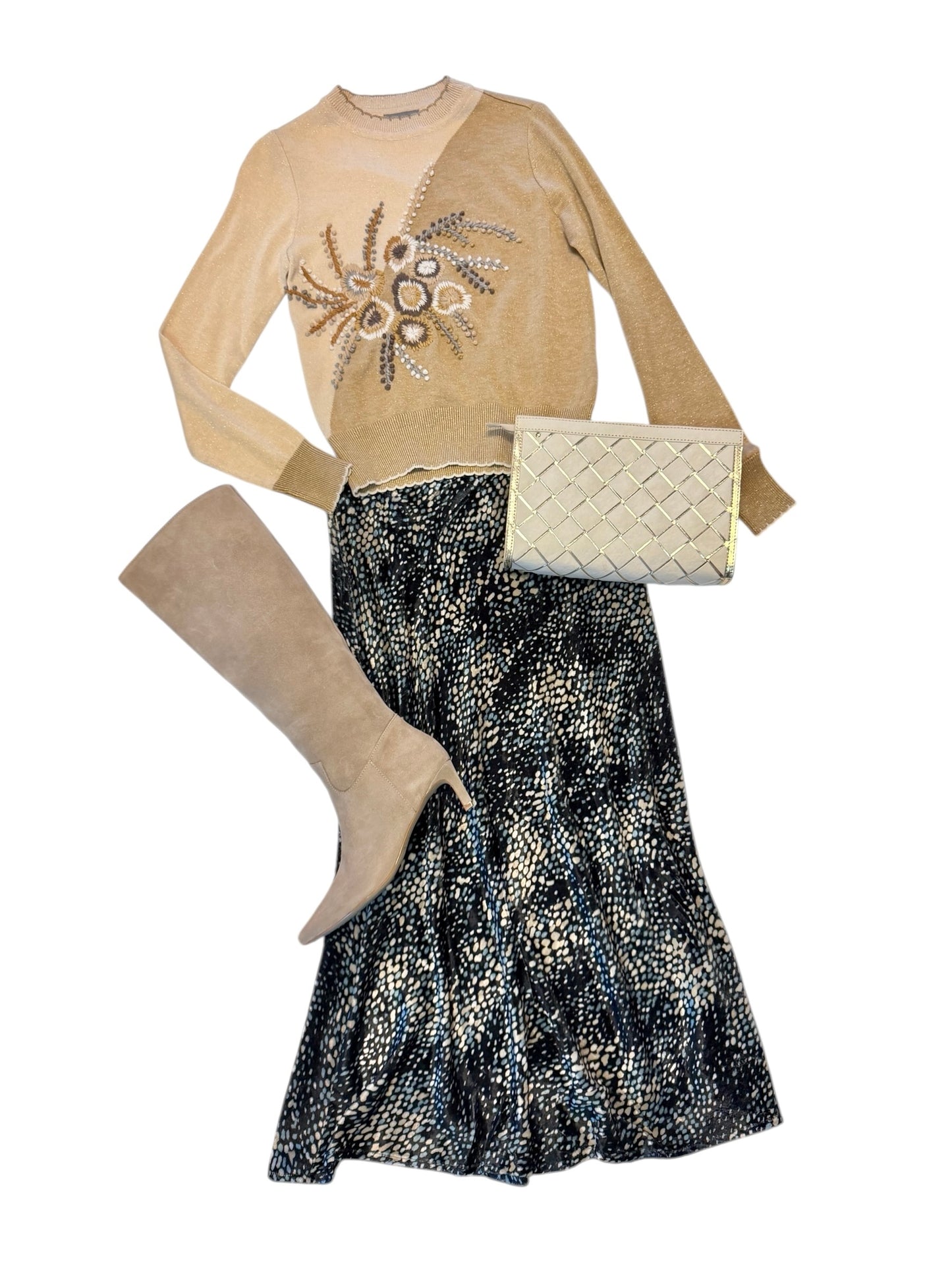 Bellona Velour Printed Skirt in navy by Blank