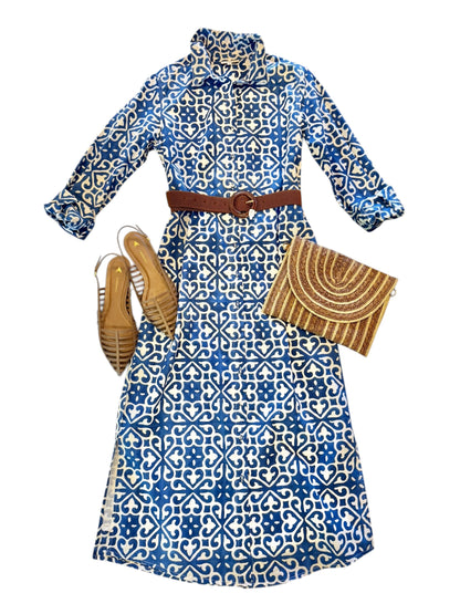 Russell Shirt Dress in blue/white by Fitzroy & Willa