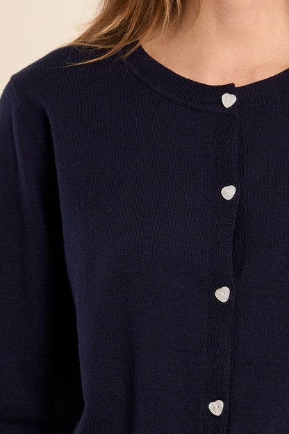 Basic Button Up Cardigan in navy blue by Molly Bracken