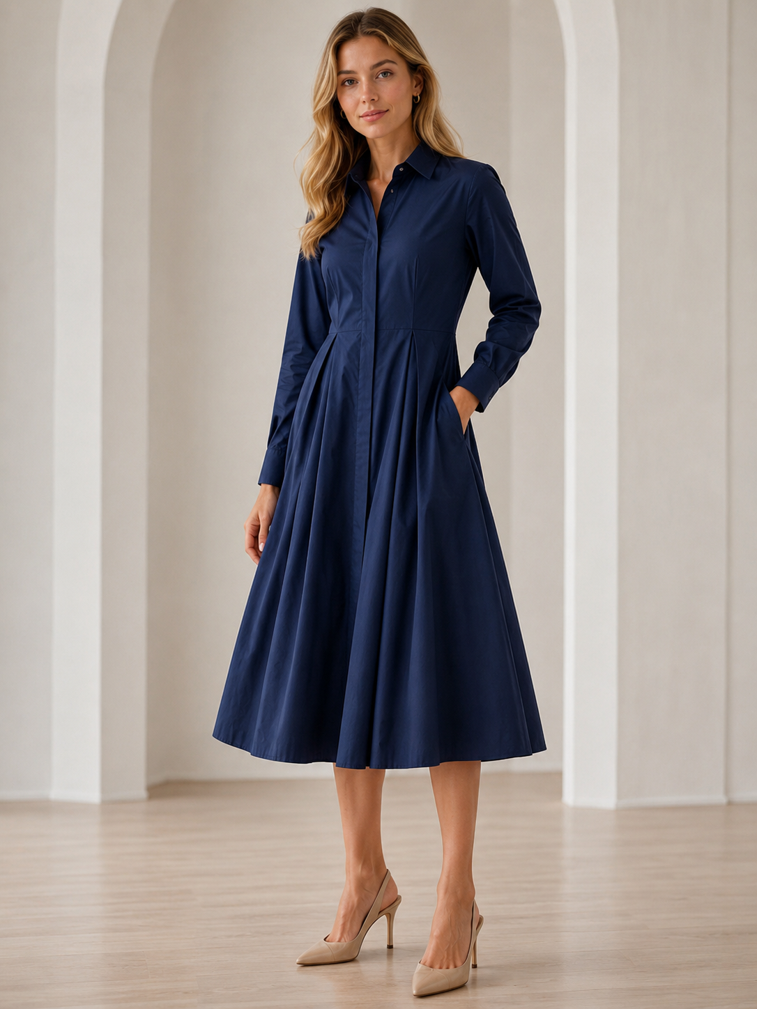 Thalia Dress in navy blue by Exquise