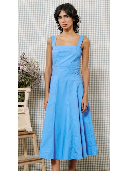 Alfreda Midi Dress in blue lavender by FRNCH