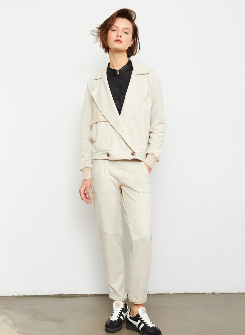 Broad Cupro Jacket in ivory by Aldo Martins