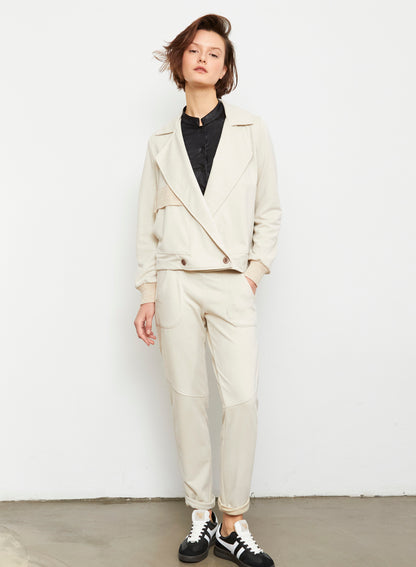 Broad Cupro Jacket in ivory by Aldo Martins