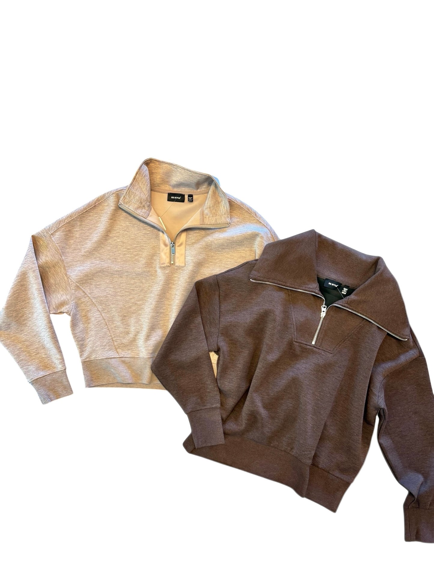 Sean Soft Knit Half Zip Pullover in umber mélange by RD