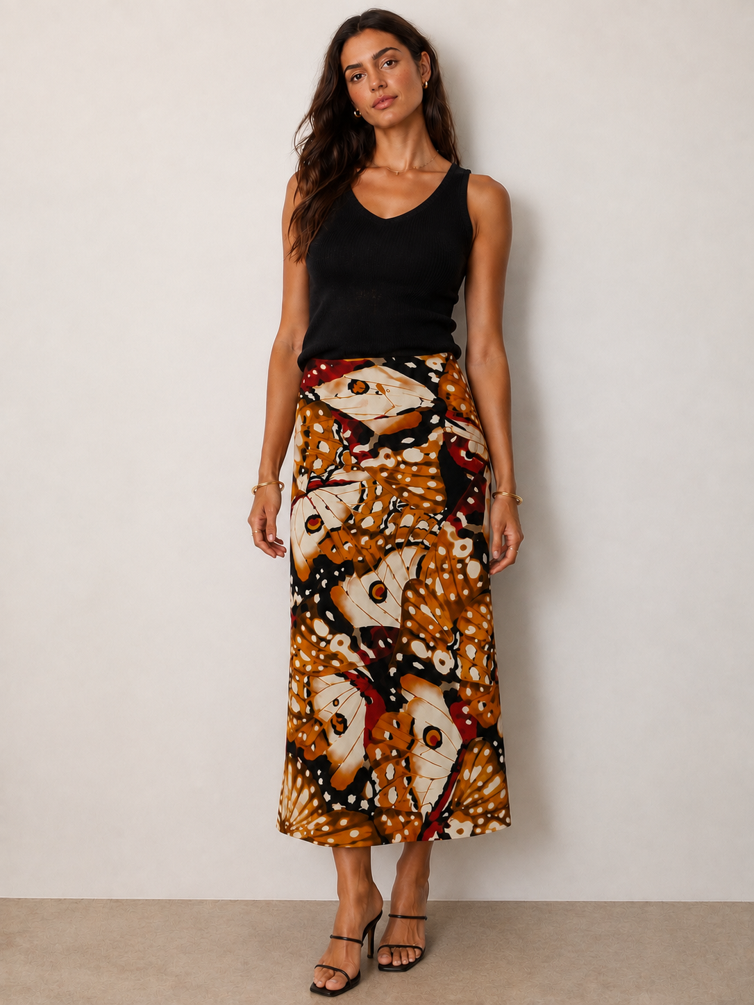 Borbofly Jersey Midi Skirt in multi by Farm Rio