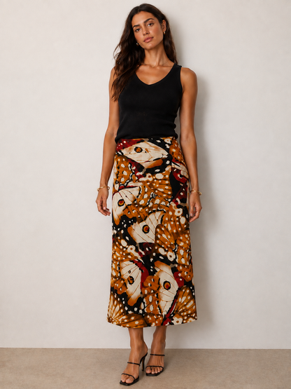 Borbofly Jersey Midi Skirt in multi by Farm Rio