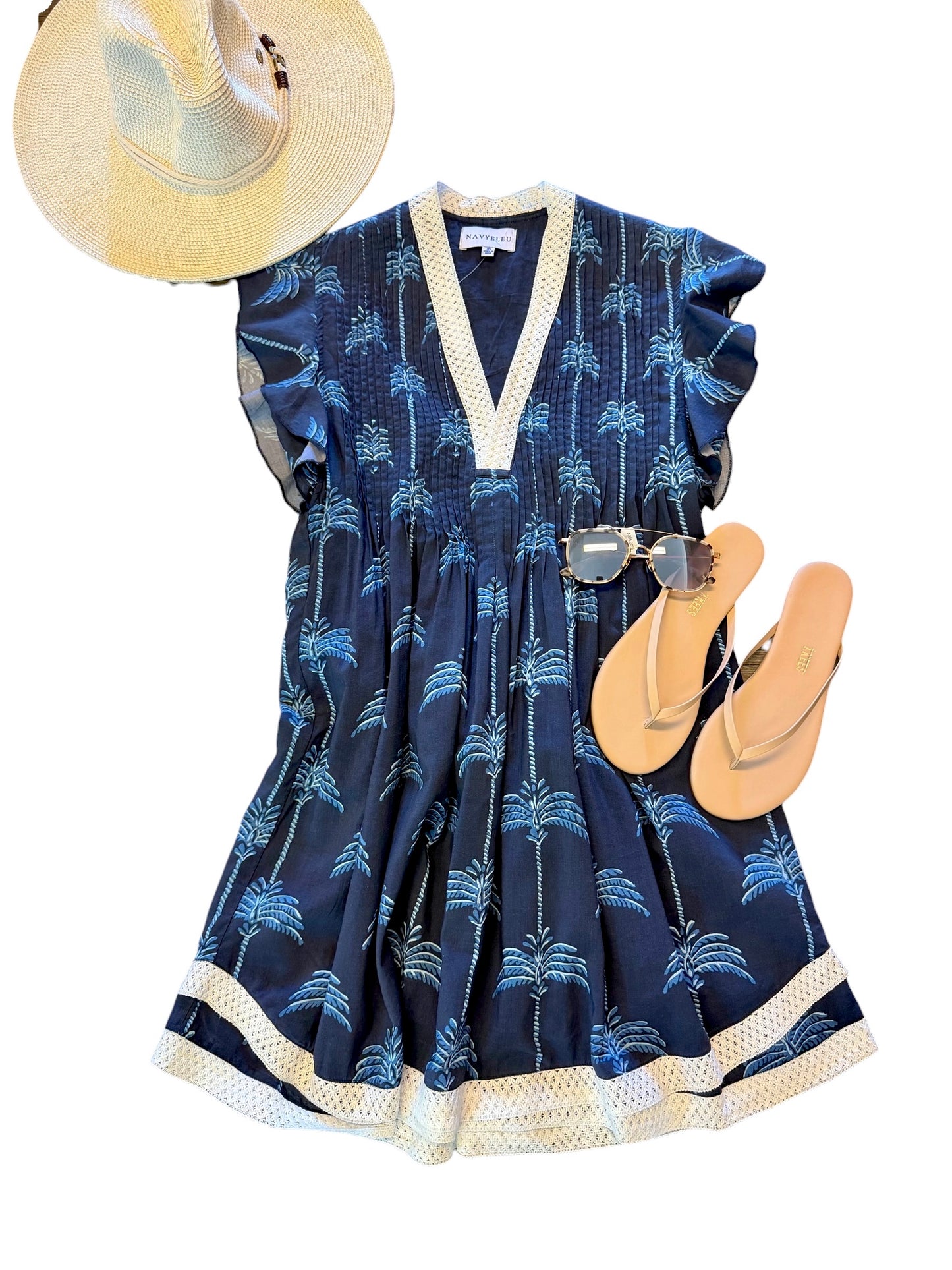 Eden Dress in navy palmetto by NavyBleu