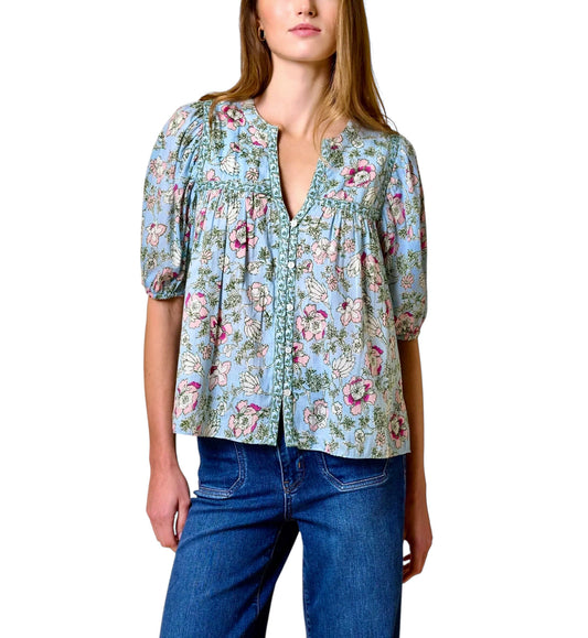 Maisie Blouse in luna flora print by Cleobella