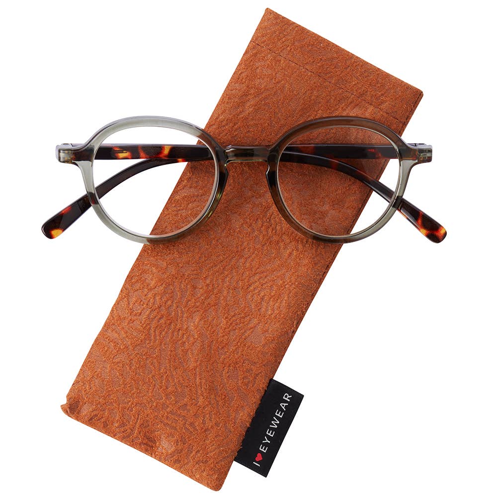 Chai Reading Glasses: Green/tortoise / +2.5