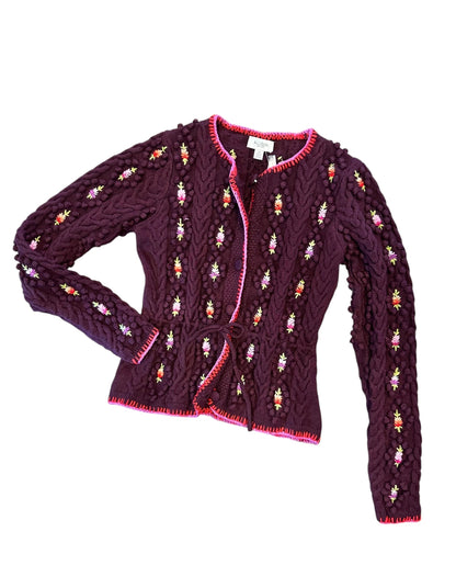 Adrienne Cardigan in burgundy multi by Allison