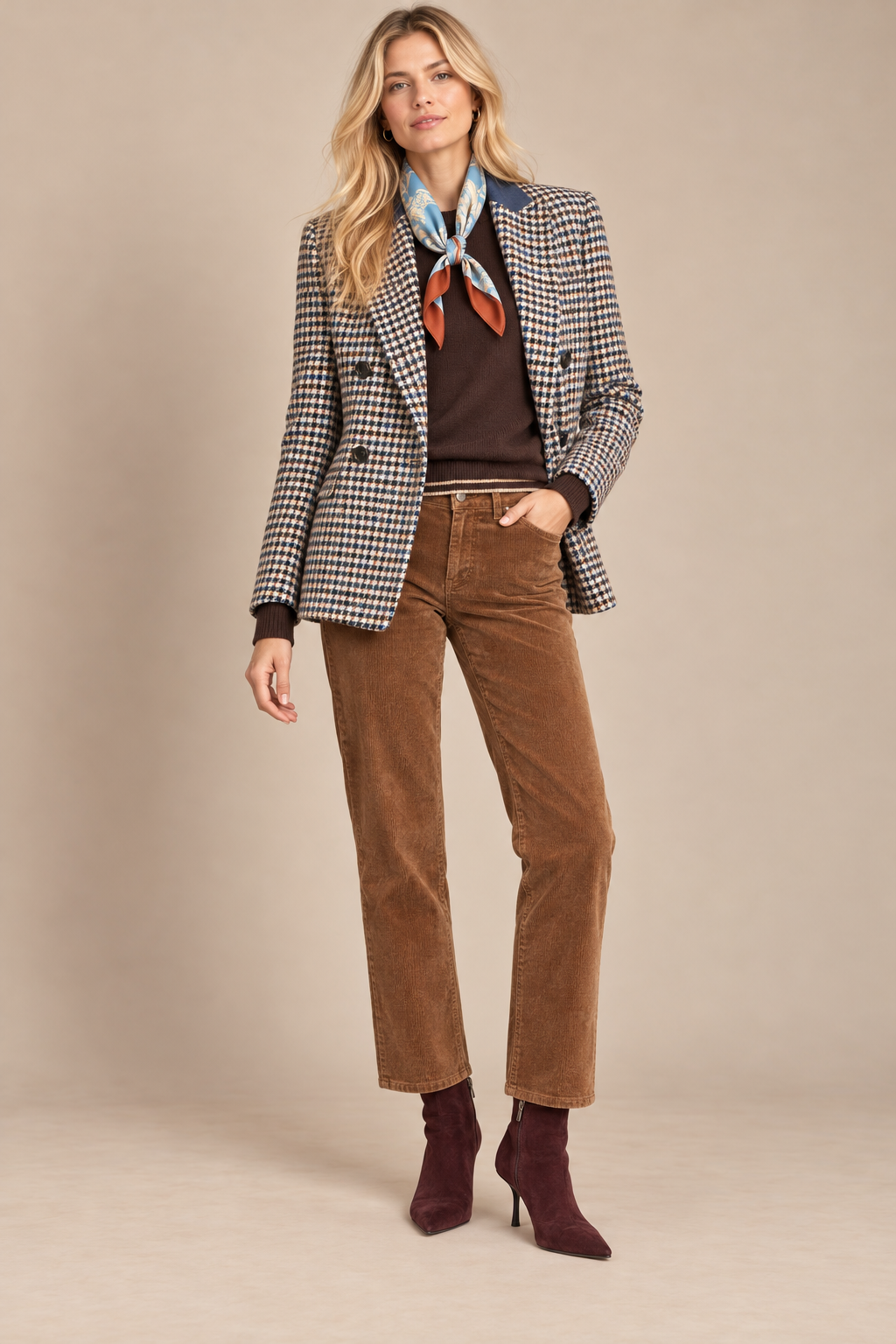 Check Stones Blazer in brown by B-YU