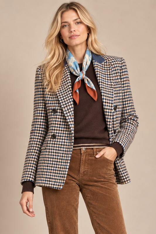 Check Stones Blazer in brown by B-YU