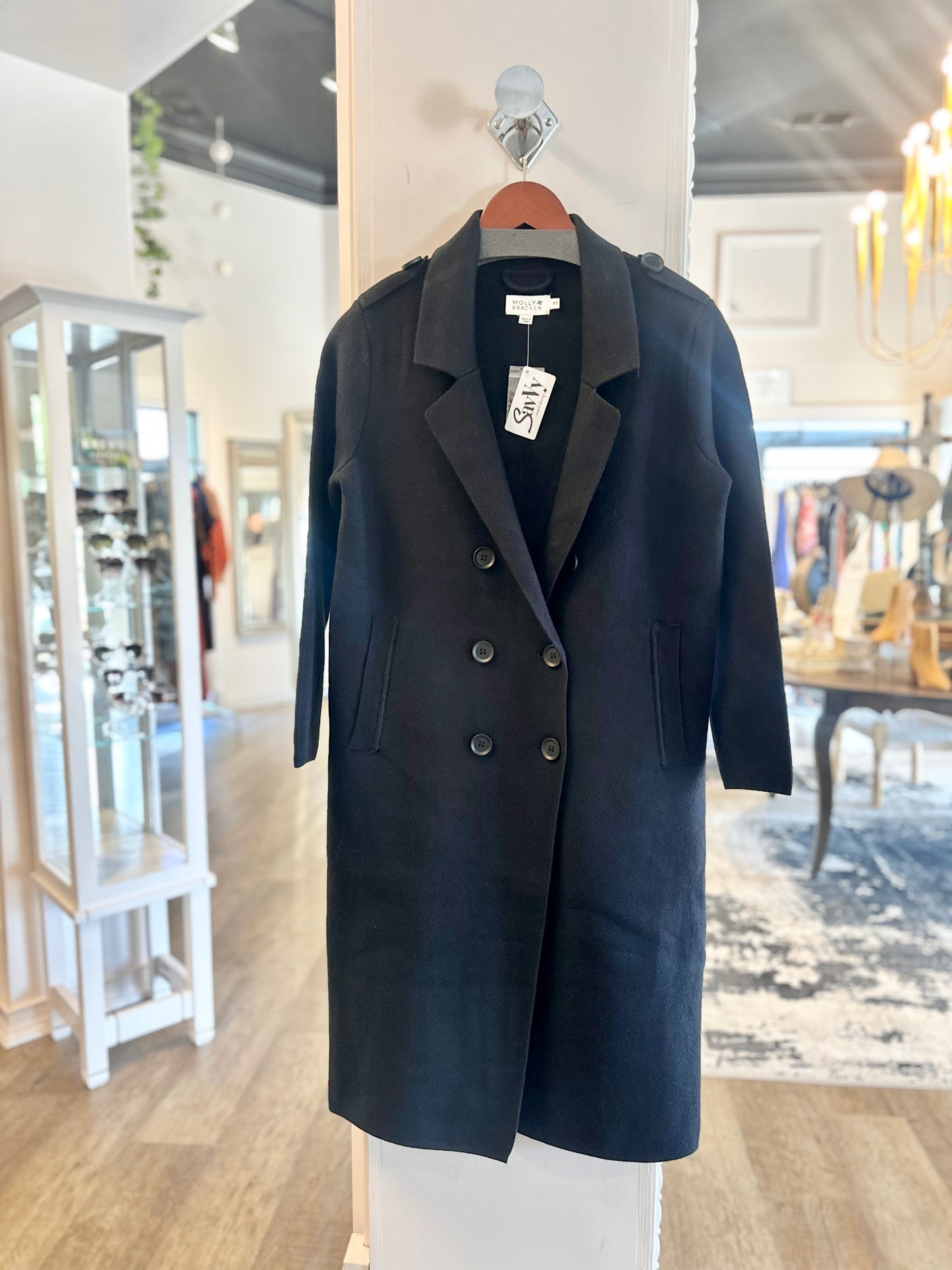 Long Sweater Coat in black by Molly Bracken