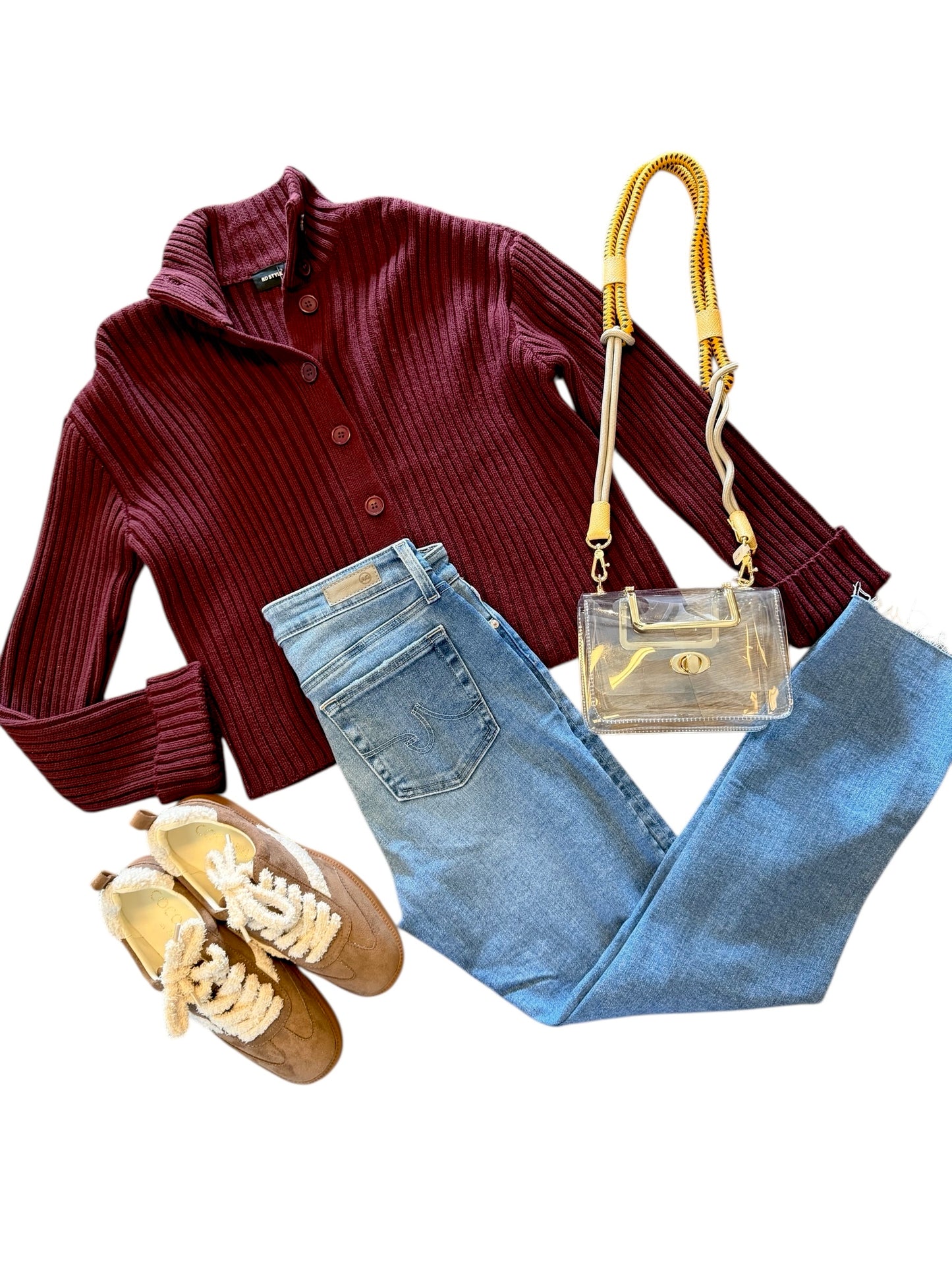 Lakshmi Long Sleeve Mock Neck Sweater in deep burgundy by RD