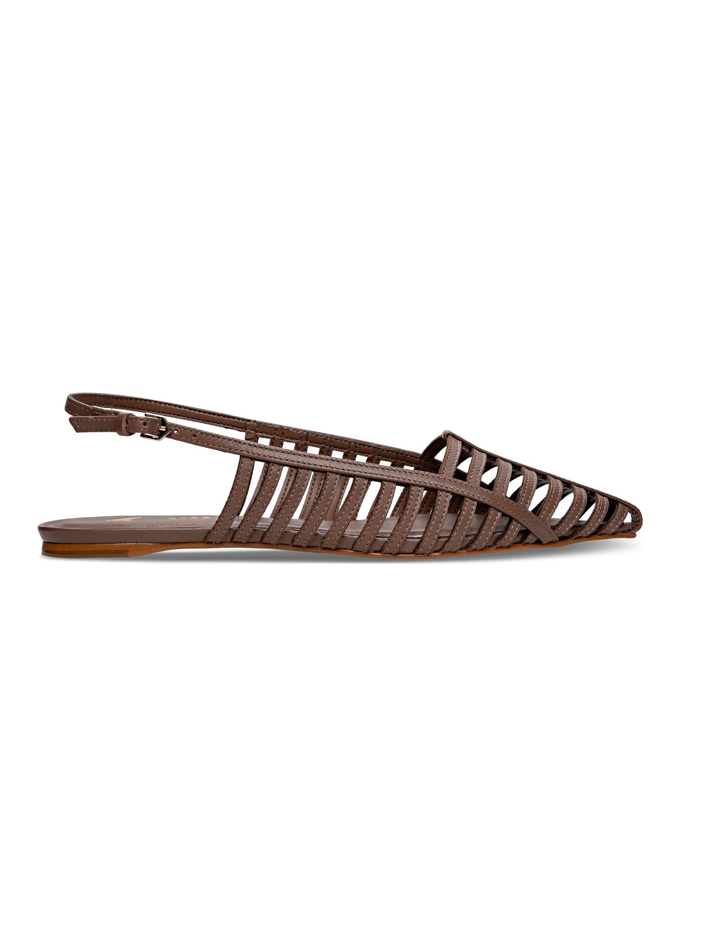 Kara Caged Slingback Flat in mocha by Carrano