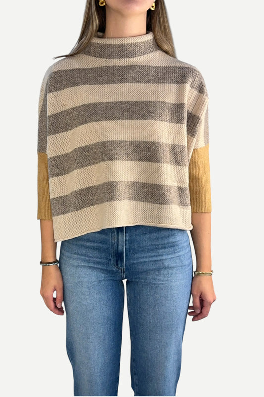 London Striped Sweater in beige multi by Kerisma