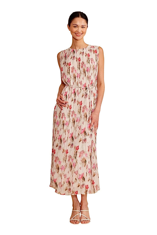 Augusta Midi Dress in white floral by Lucy Paris
