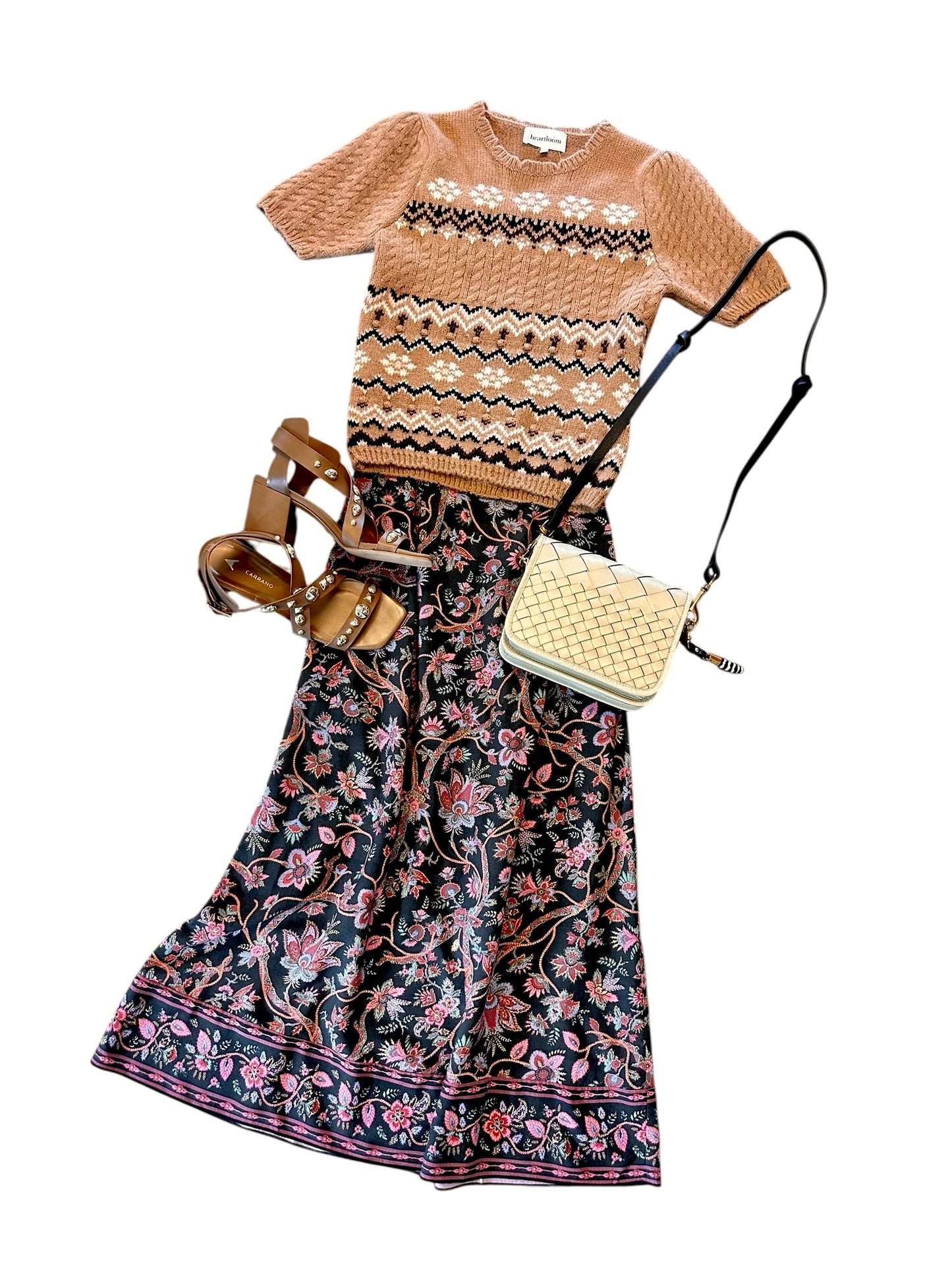 Kiki Short Sleeve Sweater Top in camel by Heartloom