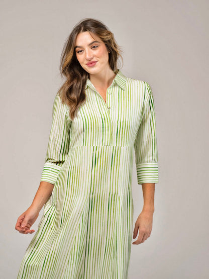 Alexa English Stripe Dress in green by Beau & Ro