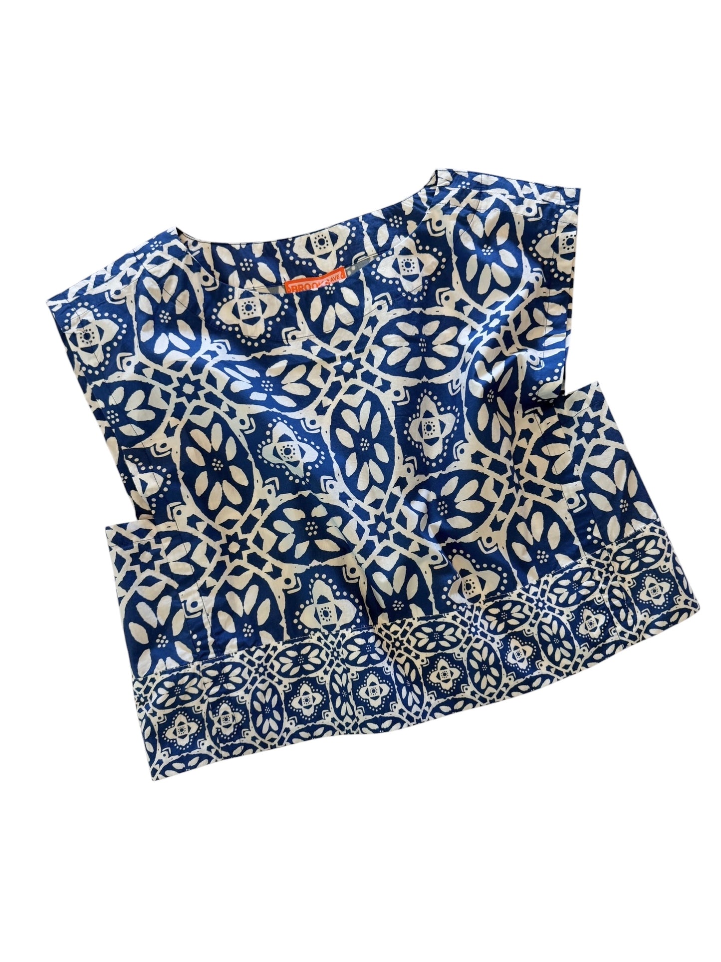 Walker Boxy Crop Top in rosetta tile navy by Brooks Avenue