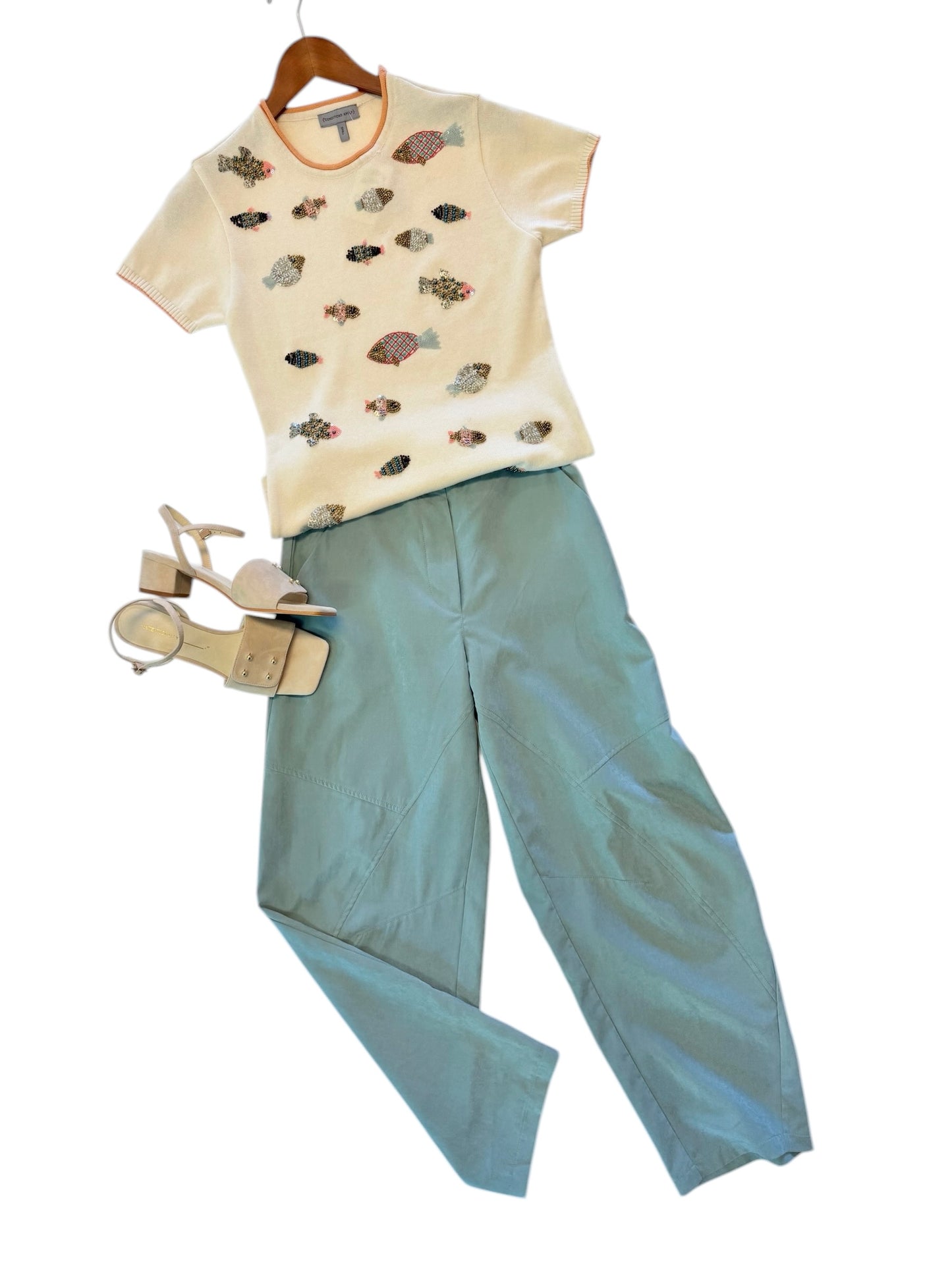 Carmelita Embellished Fish Top in ivory by Conditions Apply