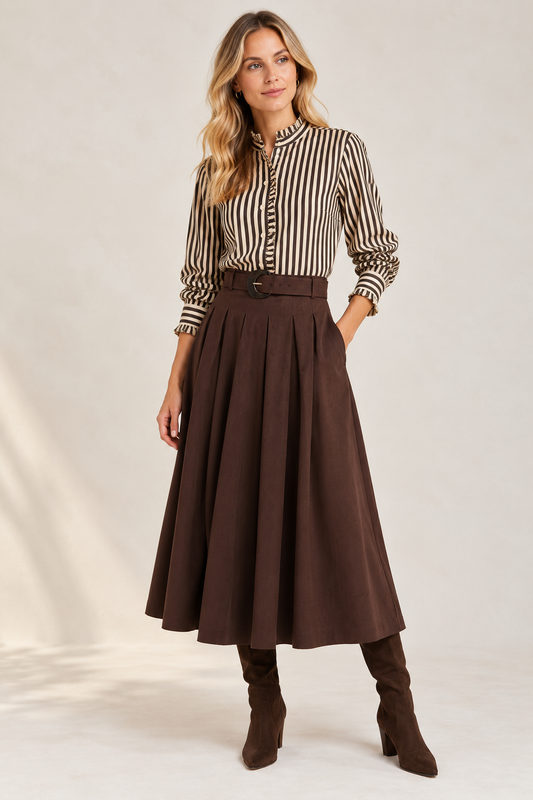 Soraia Skirt in brown by Exquise