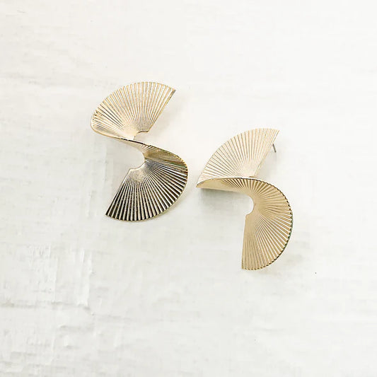 Large Spiral Stairs Earrings in gold by Virtue