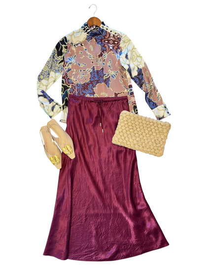 Silky Slip Skirt in merlot by Esqualo