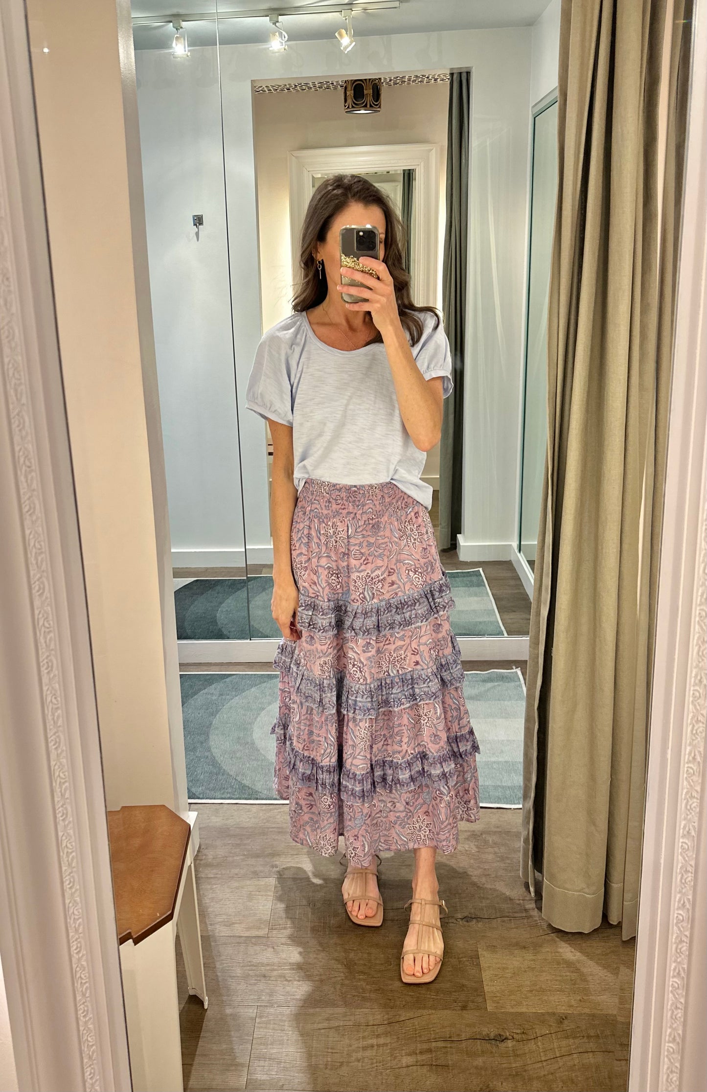 Savannah Mixed Floral Midi Skirt in lilac by Allison