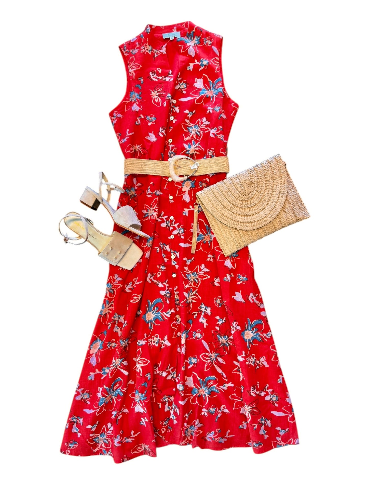 Cheyenne Midi Dress in fiore rosso print by Cleobella