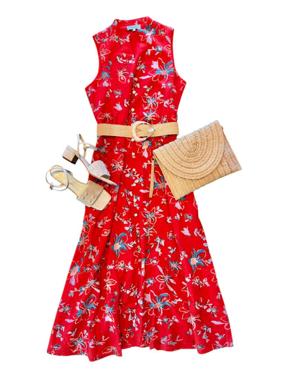Cheyenne Midi Dress in fiore rosso print by Cleobella