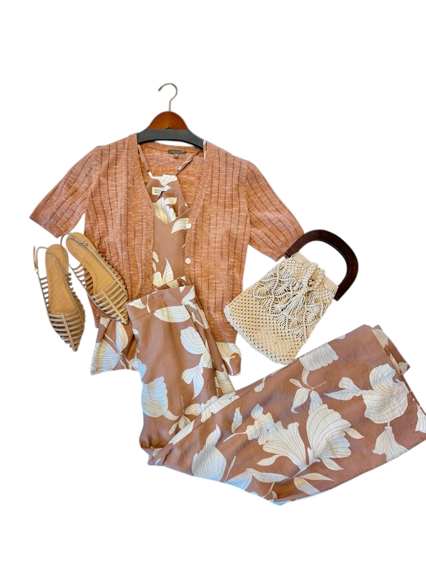 Open Stitch V-Neck Cardigan in coppertone by Lilla P