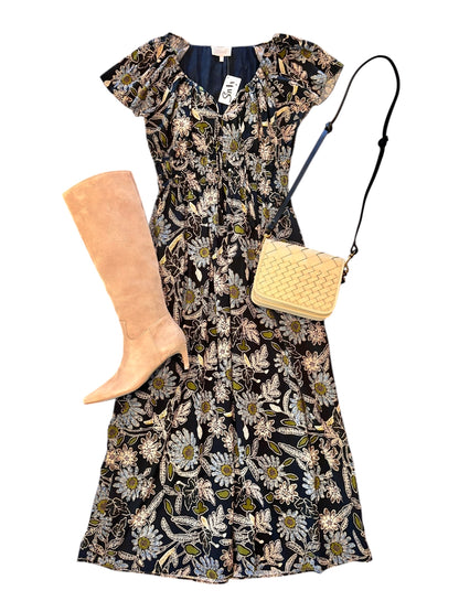 Kendall Ankle Dress in dark magnolia floral print by Cleobella