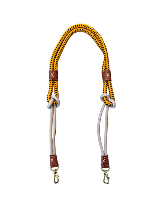 Braided Nylon Strap in yellow rope with brown mesh leather