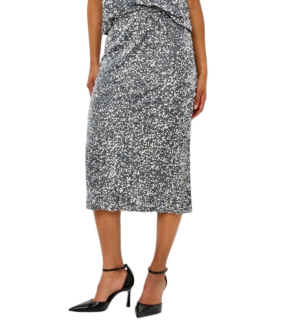 Sequin Skirt in silver by Esqualo